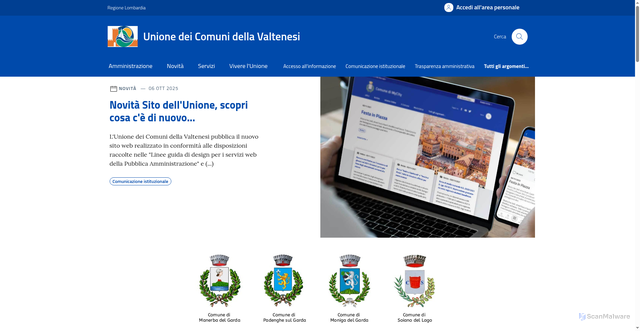 Security scan screenshot of https://unionecomunivaltenesi.it/