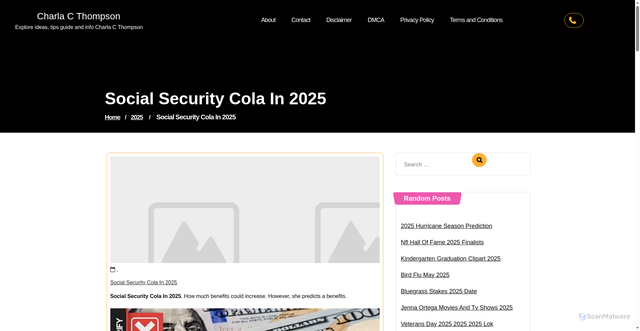 Security scan screenshot of https://charlacthompsonv.pages.dev/bbbdu-social-security-cola-in-2025-suhcp/