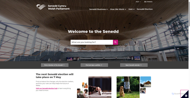 Security scan screenshot of https://senedd.wales/