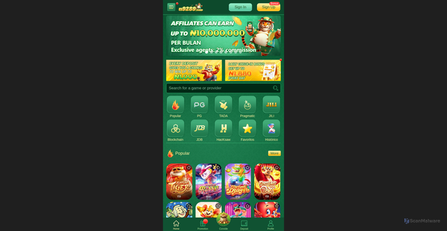 Security scan screenshot of https://n9289.com/