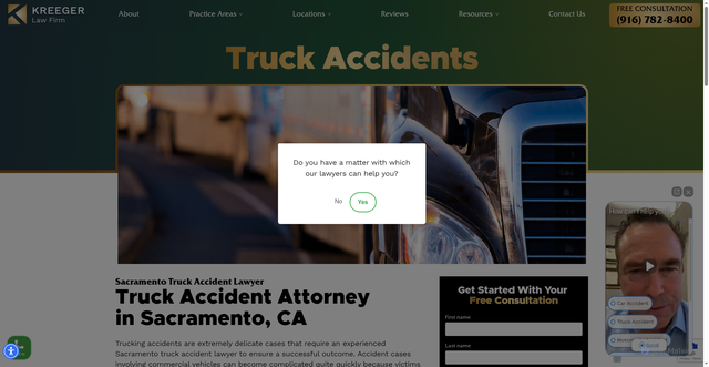 Security scan screenshot of https://kreegerlaw.com/sacramento-truck-accident-lawyer/