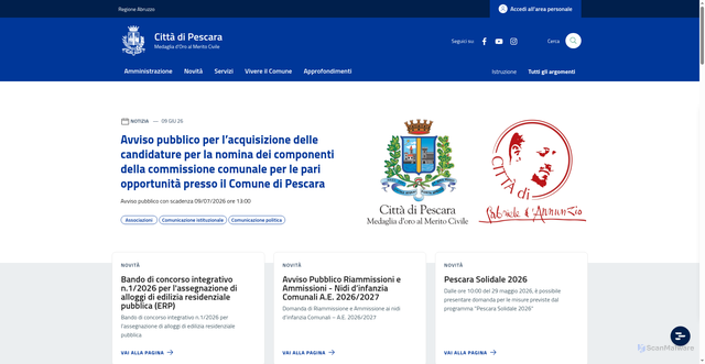 Security scan screenshot of https://www.comune.pescara.it