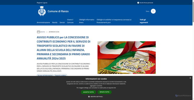 Security scan screenshot of https://www.comune.ranzo.im.it