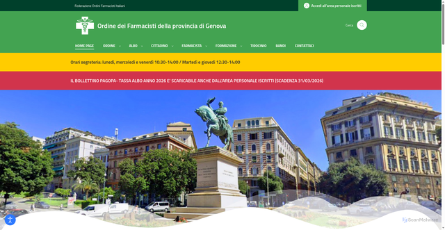 Security scan screenshot of https://www.ordinefarmacistigenova.it