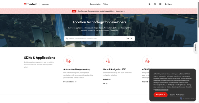 Security scan screenshot of https://d.api.tomtom.com