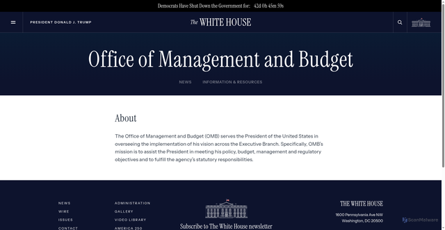 Security scan screenshot of https://www.whitehouse.gov/omb/?utm_source=omb.gov