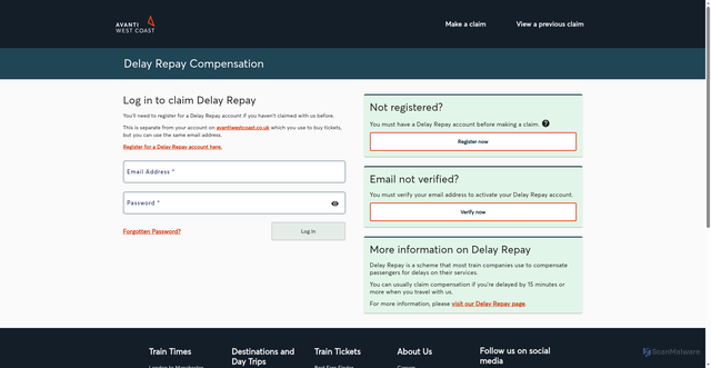Security scan screenshot of https://delayrepay.avantiwestcoast.co.uk