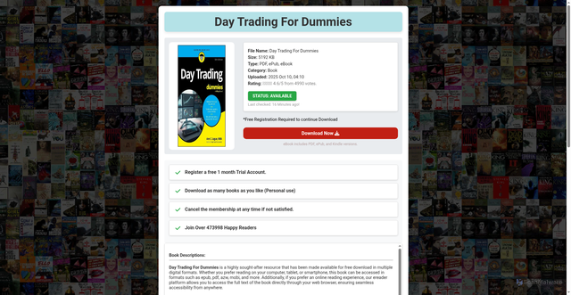 Security scan screenshot of https://test.tyt.com.mx/scholarship/L432LD/274029/DayTradingForDummies.pdf