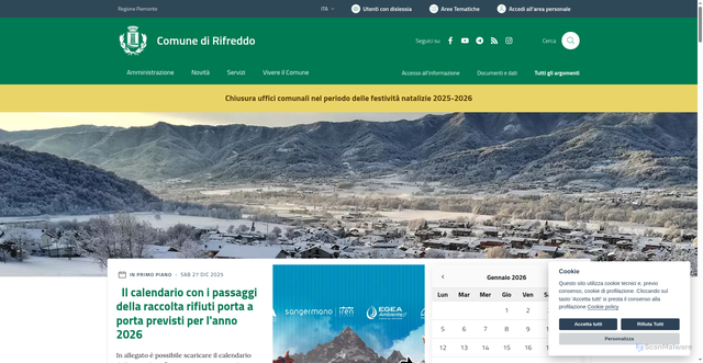 Security scan screenshot of https://www.comune.rifreddo.cn.it/