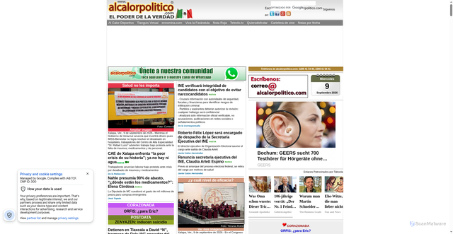 Security scan screenshot of https://alcalorpolitico.com