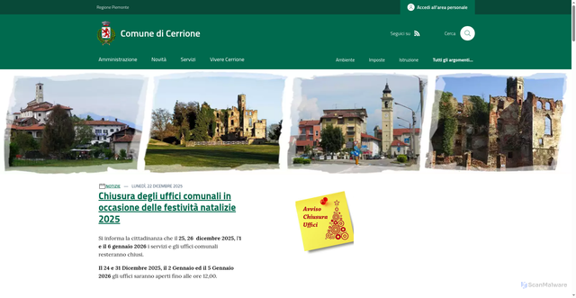 Security scan screenshot of https://www.comune.cerrione.bi.it/