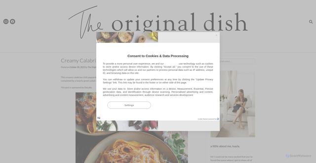 Security scan screenshot of https://www.theoriginaldish.com/2023/10/30/creamy-calabrian-chili-pappardelle-with-sausage-fennel/