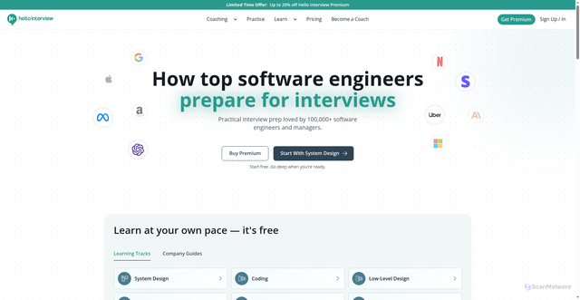 Security scan screenshot of https://www.hellointerview.com