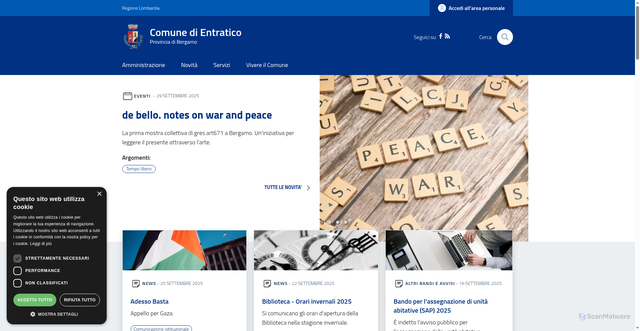 Security scan screenshot of https://www.comune.entratico.bg.it/
