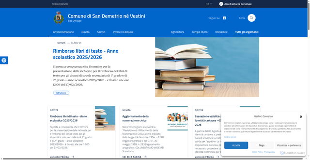 Security scan screenshot of https://www.comune.sandemetrionevestini.aq.it/