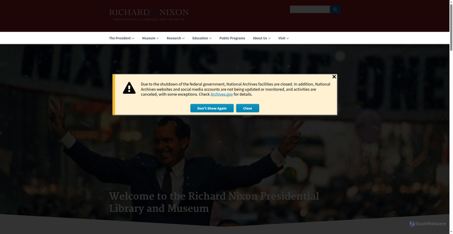 Security scan screenshot of https://www.nixonlibrary.gov/