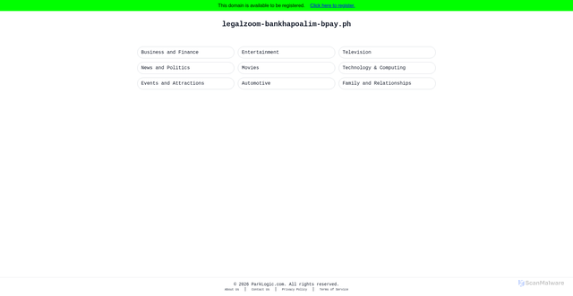 Security scan screenshot of legalzoom-bankhapoalim-bpay.ph