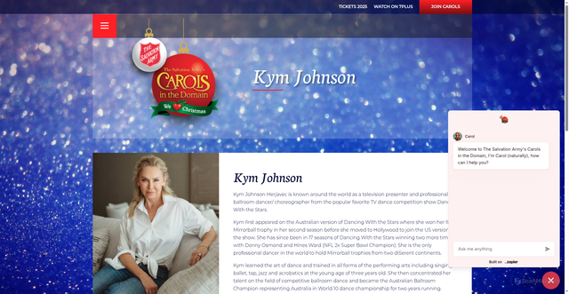 Security scan screenshot of https://carolsinthedomain.com/artists/kym-johnson