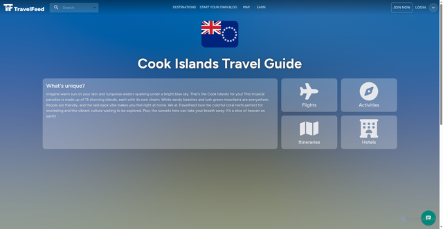 Security scan screenshot of https://travelfeed.com/destinations/cook-islands