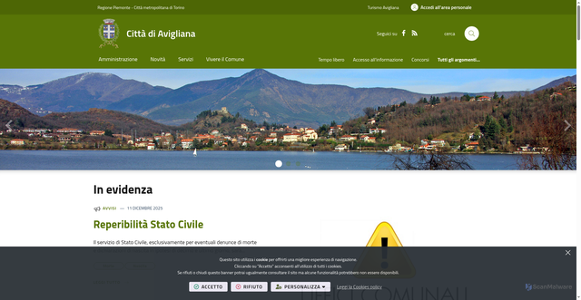Security scan screenshot of https://www.comune.avigliana.to.it/it-it/home