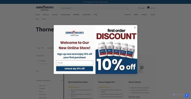 Security scan screenshot of https://jmdrugstore.com/collections/thorne