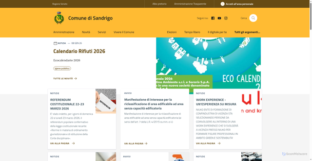 Security scan screenshot of https://www.comune.sandrigo.vi.it/