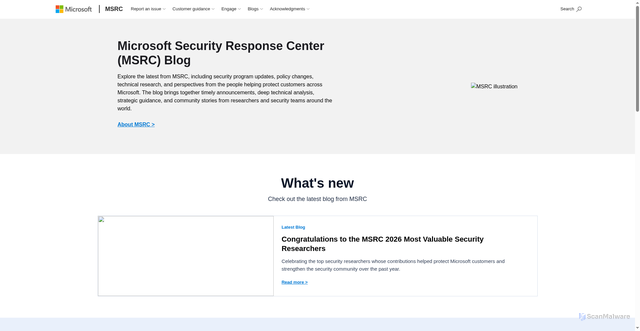 Security scan screenshot of https://msrc-blog.microsoft.com