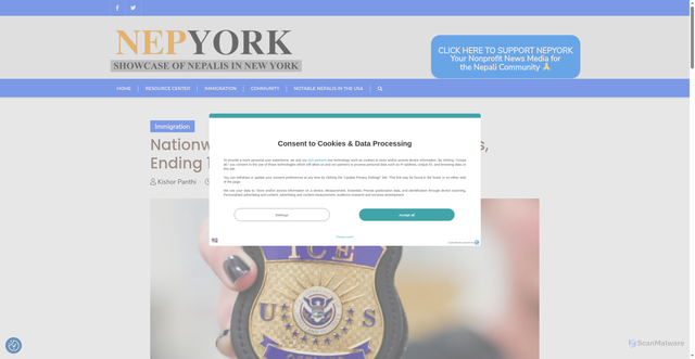 Security scan screenshot of https://nepyork.com/2025/01/24/nationwide-expedited-removal-now-applies-ending-100-mile-and-two-week-limits/