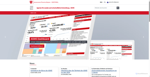 Security scan screenshot of https://asse.provincia.bz.it/