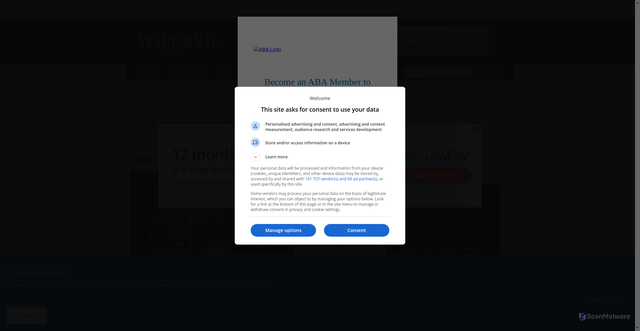 Security scan screenshot of https://www.abajournal.com/web/article/personal-injury-lawyers-find-massive-opportunity-with-ai