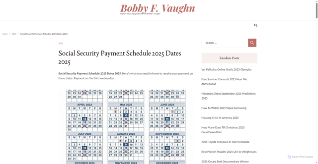 Security scan screenshot of https://bobbyfvaughnf.pages.dev/iymyg-social-security-payment-schedule-2025-dates-2025-ytfkg/