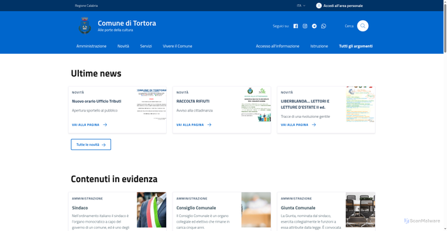 Security scan screenshot of https://www.comune.tortora.cs.it/
