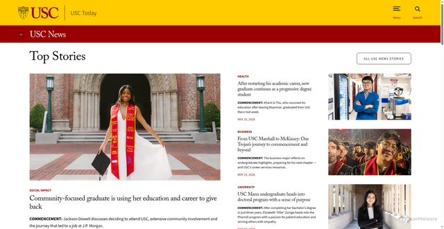 Security scan screenshot of https://today.usc.edu/news/