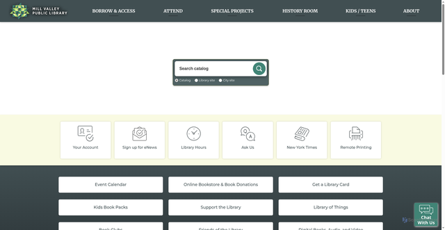 Security scan screenshot of https://millvalleylibrary.gov/