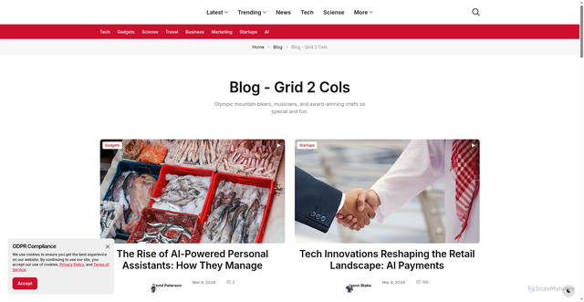 Security scan screenshot of https://shimindaily.com/blog-2cols.html