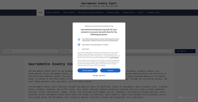 Security scan screenshot of https://sacramentocountycourt.org/
