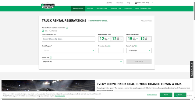 Security scan screenshot of https://enterprisetrucks.com