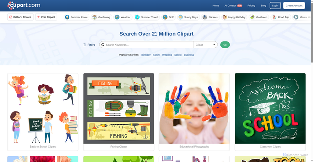 Security scan screenshot of https://clipart.com