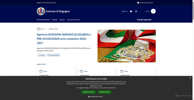 Security scan screenshot of https://www.comune.ragogna.ud.it