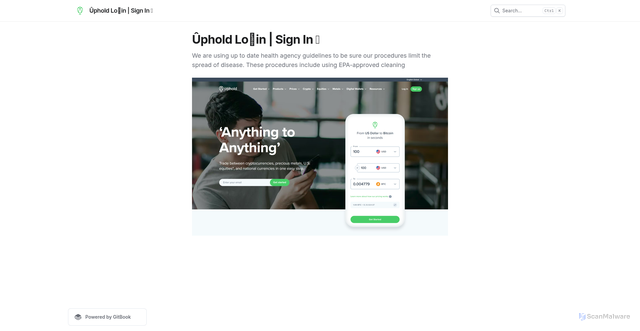 Security scan screenshot of https://uphitoldlogin.gitbook.io/sign-in/