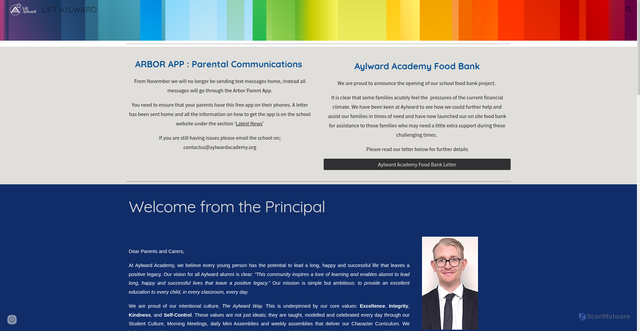 Security scan screenshot of http://www.aylwardacademy.org/