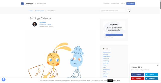 Security scan screenshot of https://www.calendar.com/blog/earnings-calendar/