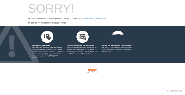Security scan screenshot of http://ipswich-ma.gov/