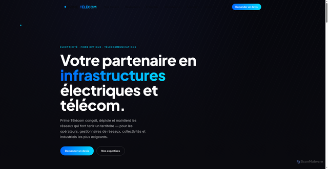 Security scan screenshot of https://primetelecom.fr/