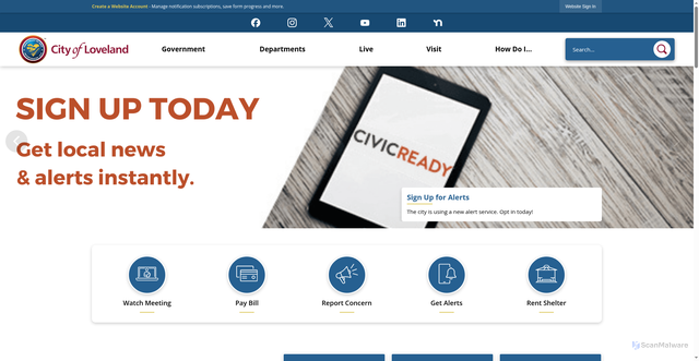 Security scan screenshot of https://lovelandoh.gov/