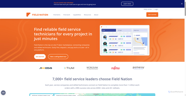 Security scan screenshot of https://fieldnation.com