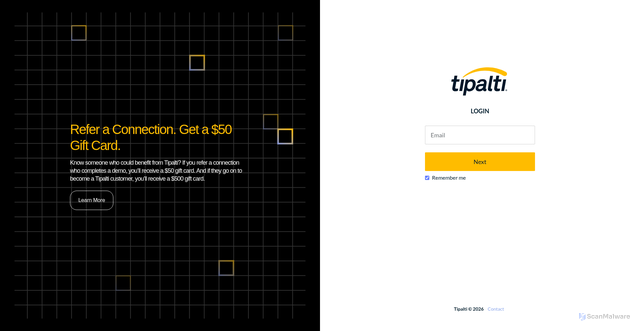 Security scan screenshot of https://login.tipalti.com