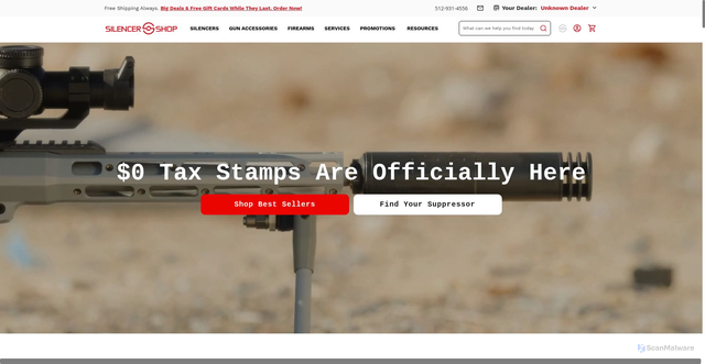 Security scan screenshot of https://silencershop.com