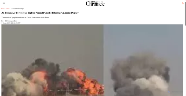 Security scan screenshot of https://www.deccanchronicle.com/amp/nation/an-indian-air-force-iaf-tejas-fighter-aircraft-crashed-during-an-aerial-display-at-the-dubai-air-show-on-friday-1918605