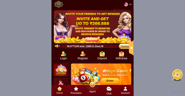 Security scan screenshot of http://24kland2.win/